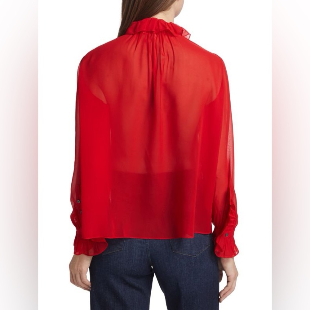 FRAME
Ruffled Silk Button-Front Blouse - Picture 3 of 7
